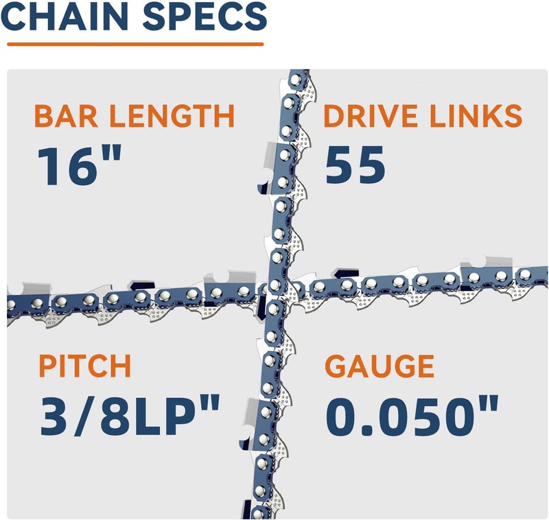 NEO-TEC 16-Inch Replacement Chainsaw Bar and AdvanceCut Chainsaw Chain Combo, 55 Drive Links, 3/8" LP Pitch, .050" Gauge, Low Vibration (160SDEA074) - Image 3